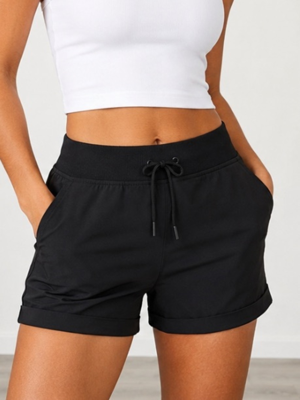 90 Degree By Reflex Black Pull On Athletic Shorts XL NWT Drawstring Pockets